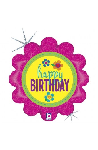 Balon urodzinowy 18" 45 cm BIRTHDAY BUTTON FLOWER
