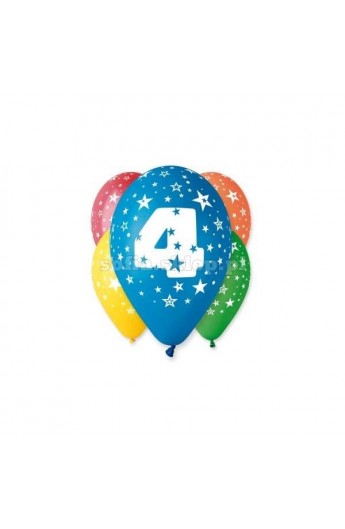 Balony gumowe 12" z cyfrą 4