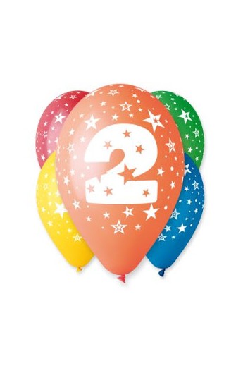 Balony gumowe 12" z cyfrą 2