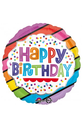 Balon urodzinowy 18" HBD BRIGHT STRIPES