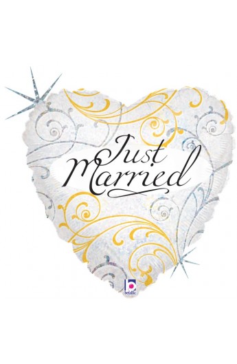Balon weselny 18" JUST MARRIED FILIGREE