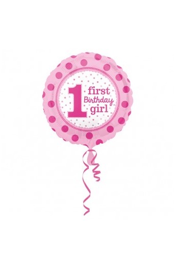 Balon foliowy 18" Pierwsze urodziny dziewczynki