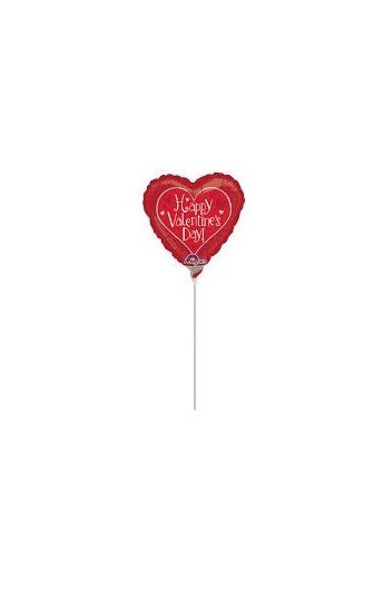Balon foliowy 9" serce z napisem Happy Valentine's Day