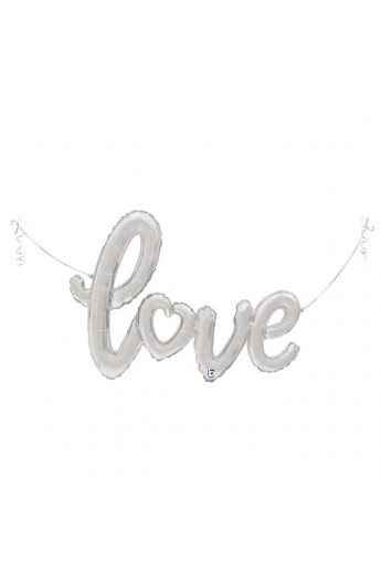 Balon foliowy 47"/119 cm srebrny napis "love" Balon foliowy 47"/119 cm srebrny napis "love"