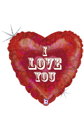 Balon foliowy 18" serce z napisem "I LOVE YOU"