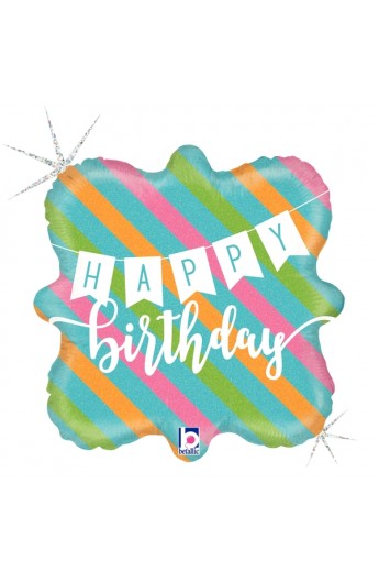 Balon urodzinowy 18" BIRTHDAY BANNER & STRIPES
