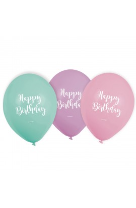 6 szt. balonów pastelowych z napisem Happy Birthday