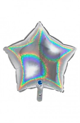 Balon foliowy 18" gwiazda holograficzna srebrna