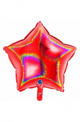 Balon foliowy 18" gwiazda holograficzna czerwona