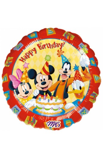 Balon foliowy 18" Happy Birthday Mickey i Przyjaciele