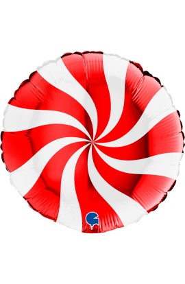 Balon foliowy 18" Lizak czerwono-biały