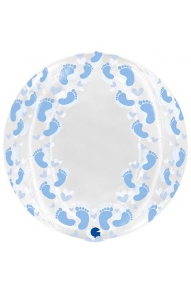 Balon Grabo Globe 19'' Transparent Blue Footprint 4D