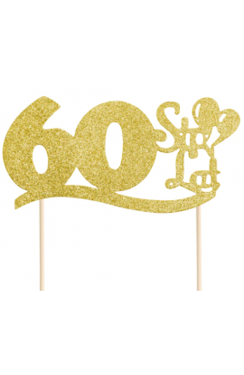 Topper na tort 60 urodziny złoty