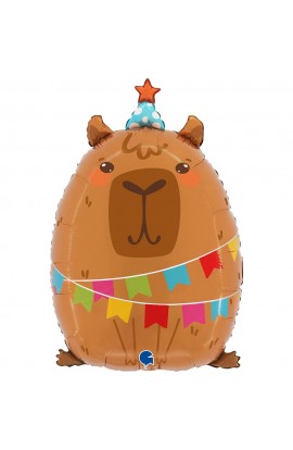 BALON FOLIOWY WIEKOŚCI 21"  Z MOTYWEM KAPIBARA. BALON DO NAPEŁNIENIA HELEM.